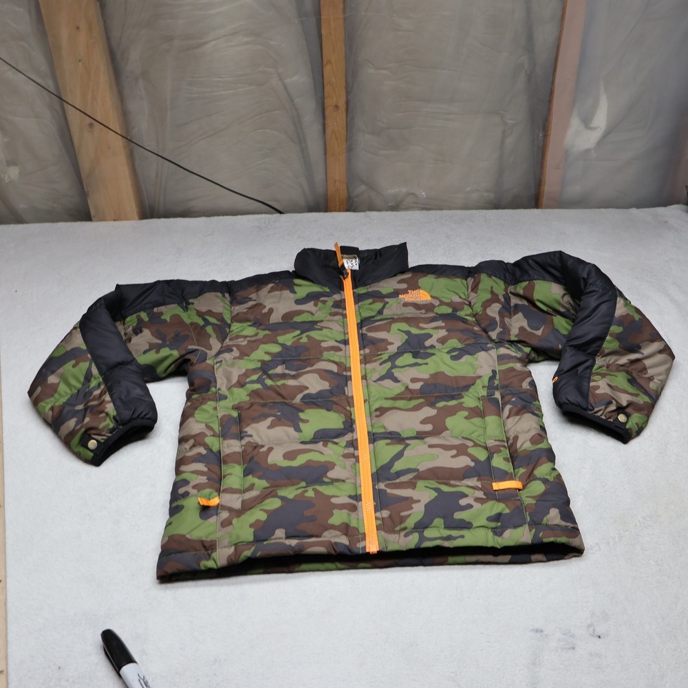 North Face Down Jacket Boys Medium 10-12 Camo Insulated Winter‎ Quilted Puffer